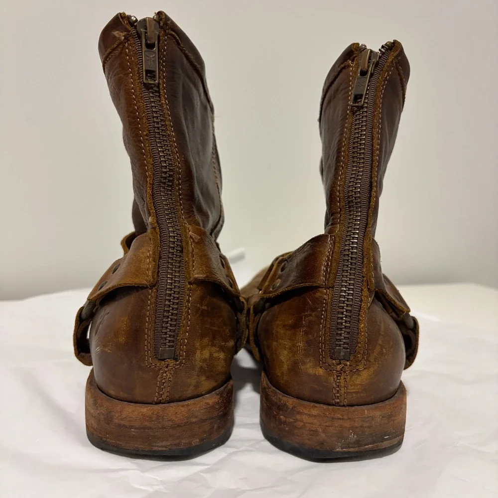 Frye Harness Boots Distressed Biker Moto 11 D Brown Leather 87870